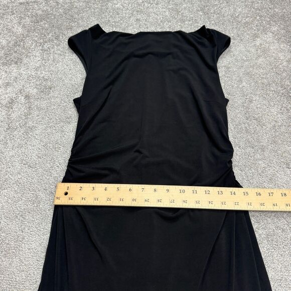 David Meister Vintage Knee Length Ruched Sheath Dress Womens 12 Black Cowl NWOT - Picture 9 of 14